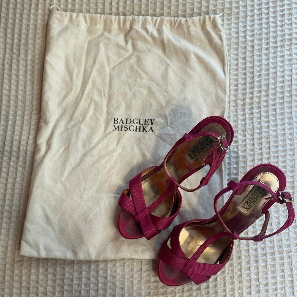 Badgley Mischka Glam Eventwear Purple T Strap Stiletto Heels W/ Dust Bag Sz 6.5 - Picture 11 of 16